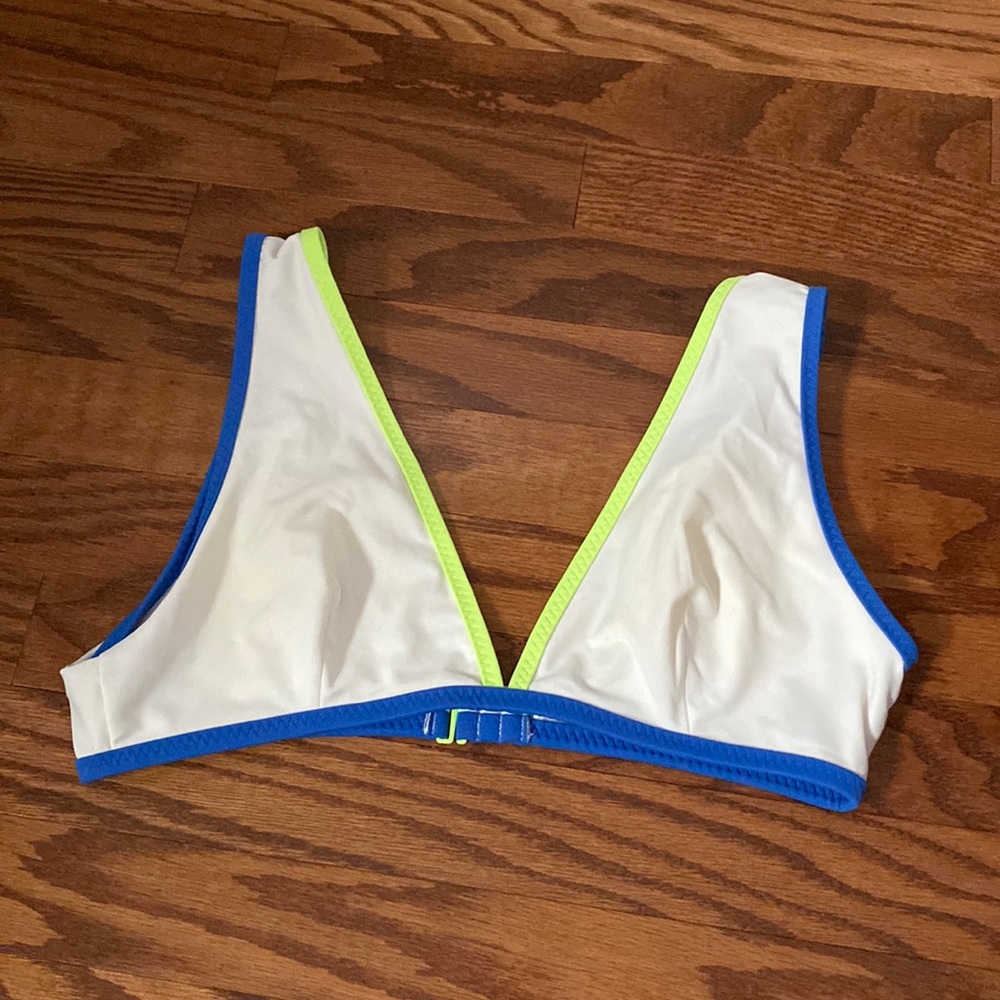 Aeries Bikini Top, White with Colored Trim, Size Large